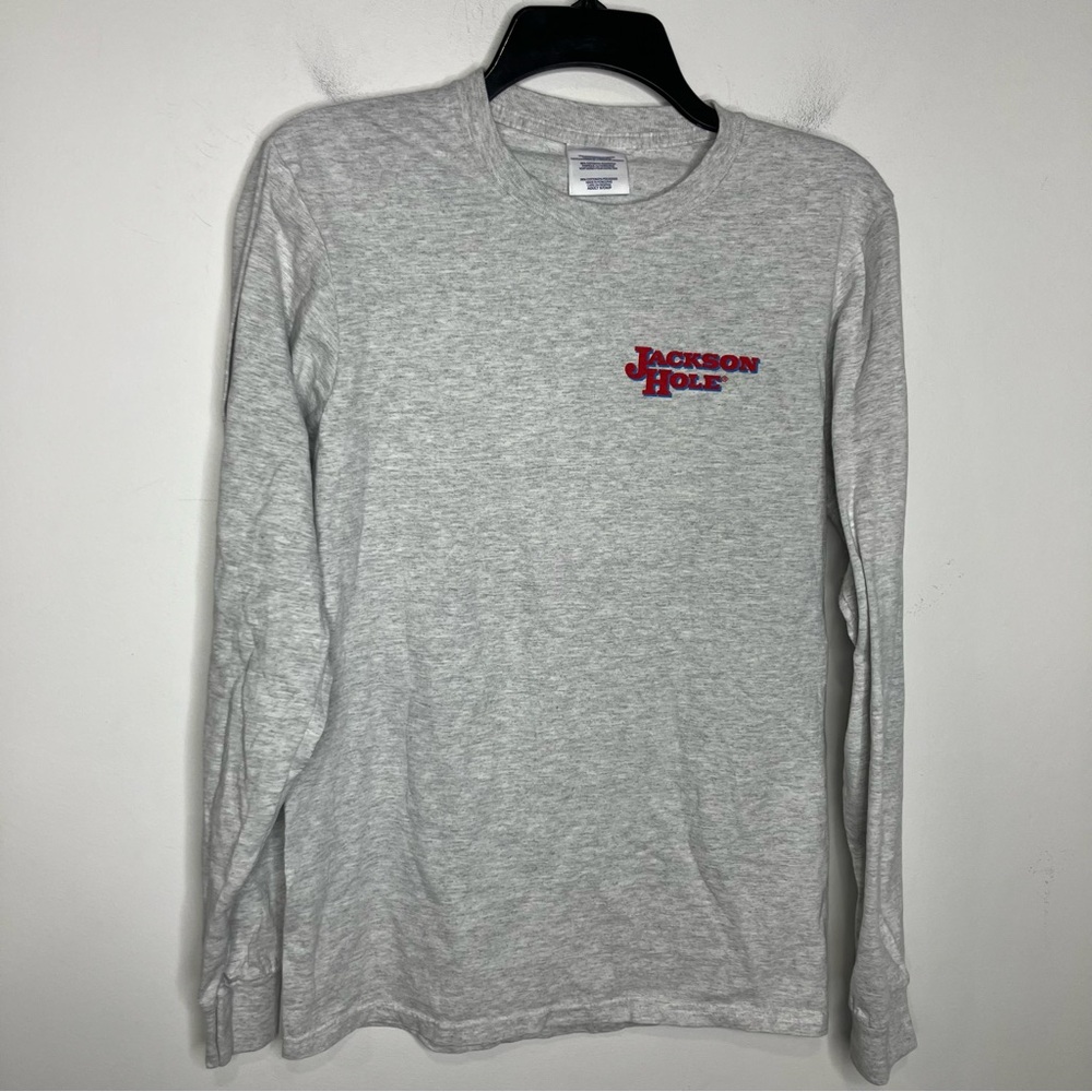 Jackson Hole Wyoming‎ resort map long sleeve t-shirt gray casual small unisex